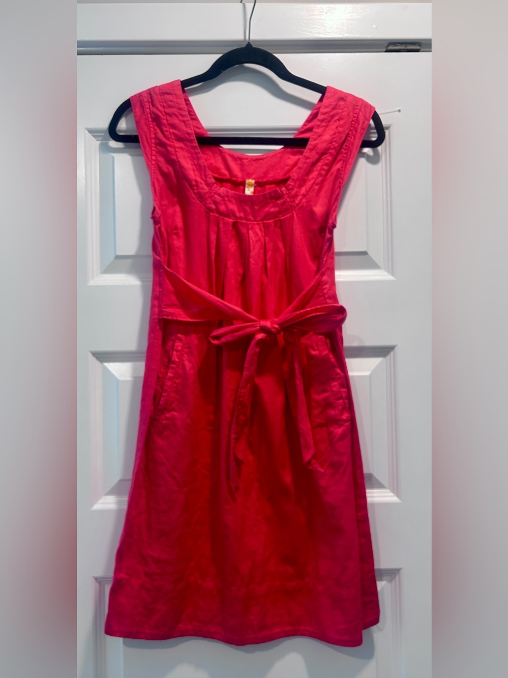 Anthropologie Maeve Dacca Pleated Coral Bow Sheath Dress Size 0